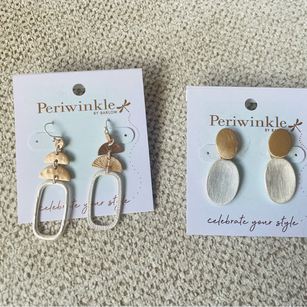Periwinkle By Barlow Gold And Silver Oval Earrings